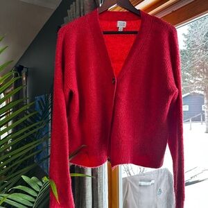 Evereve Peyton Jensen red cardigan